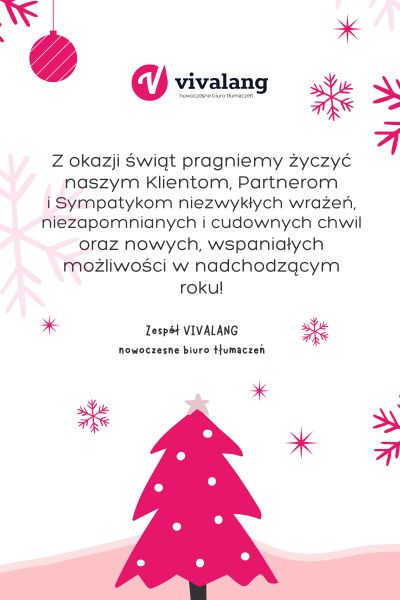 Wesołych Świąt życzy VIVALANG